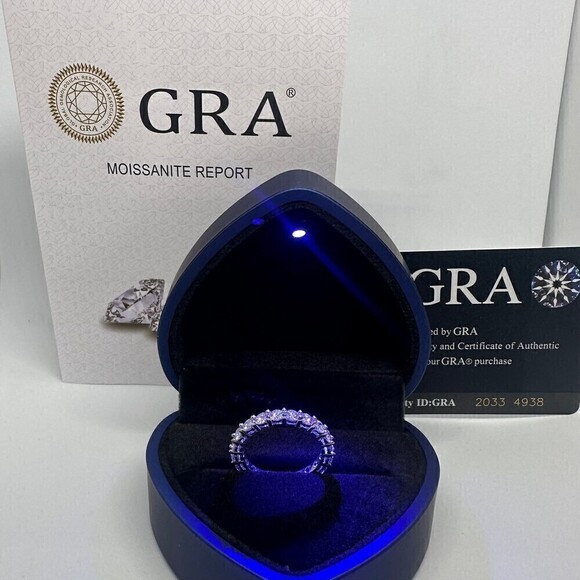Ring Jewelry - GRA Moissanite Eternity Ring Wedding Band Engagement Infinity 925 18K Size 7.5